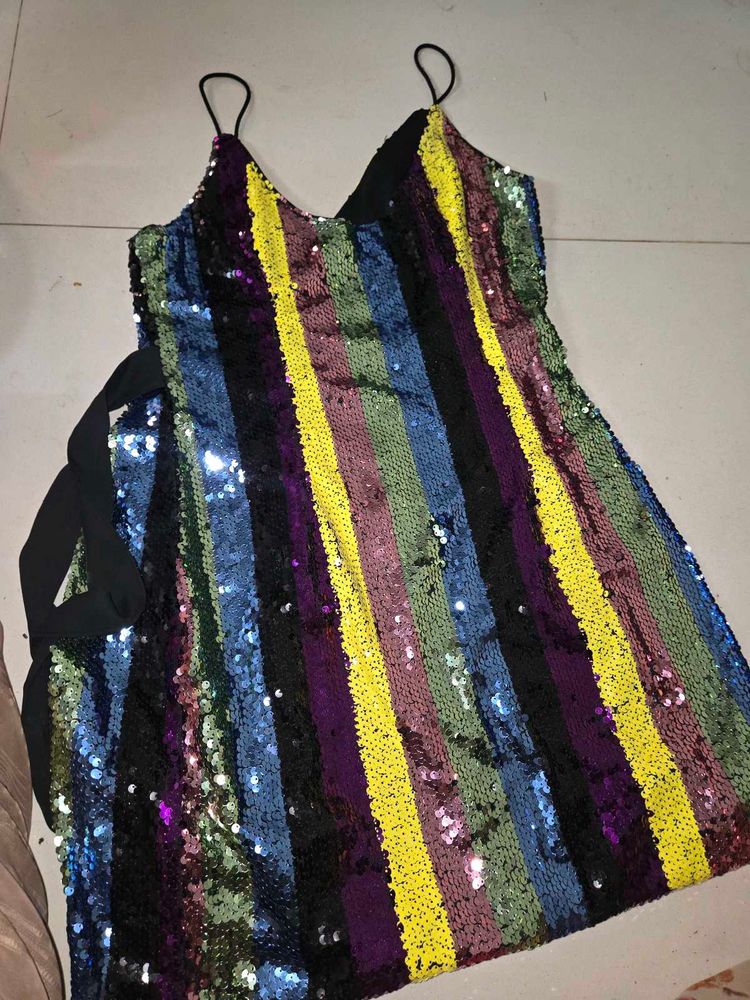 Sequin Stripe Mini Dress