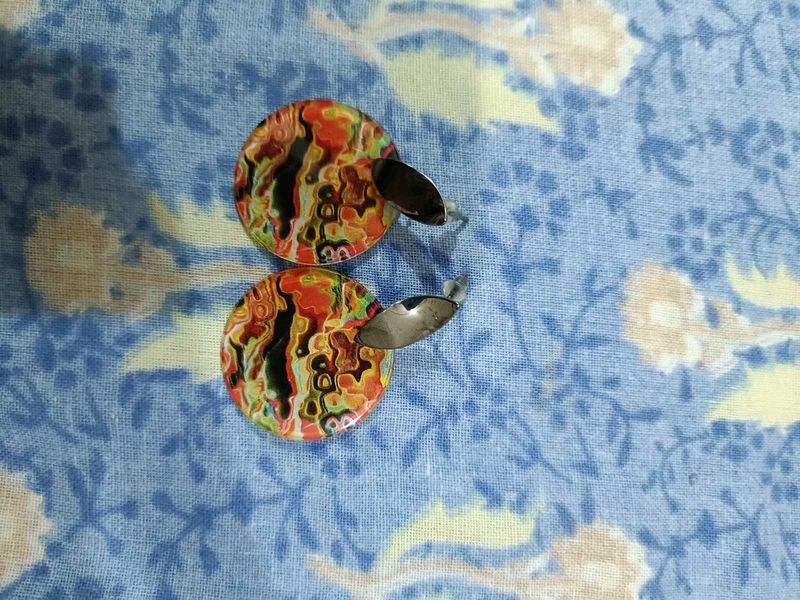 Abstract Round Stud Earrings