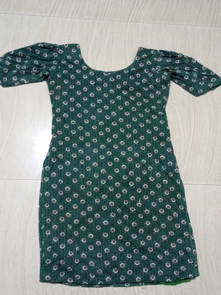 Green Floral Mini Dress