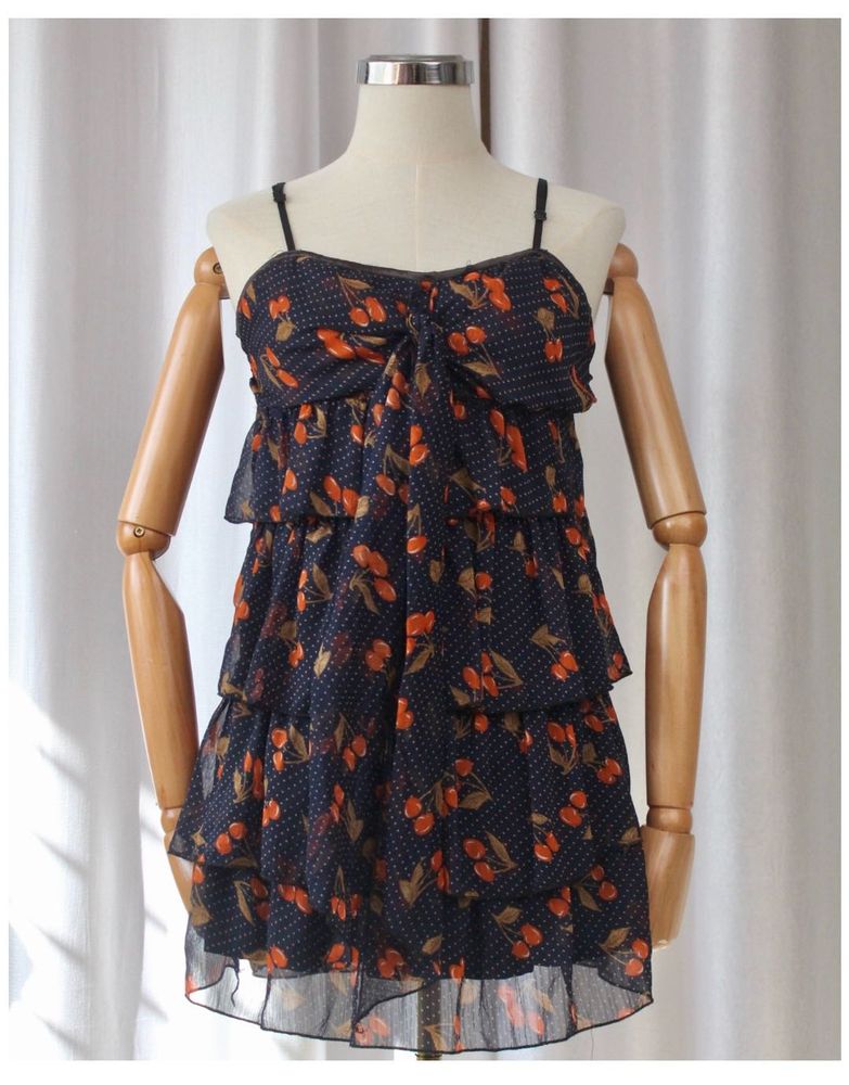 Tiered Cherry Print top