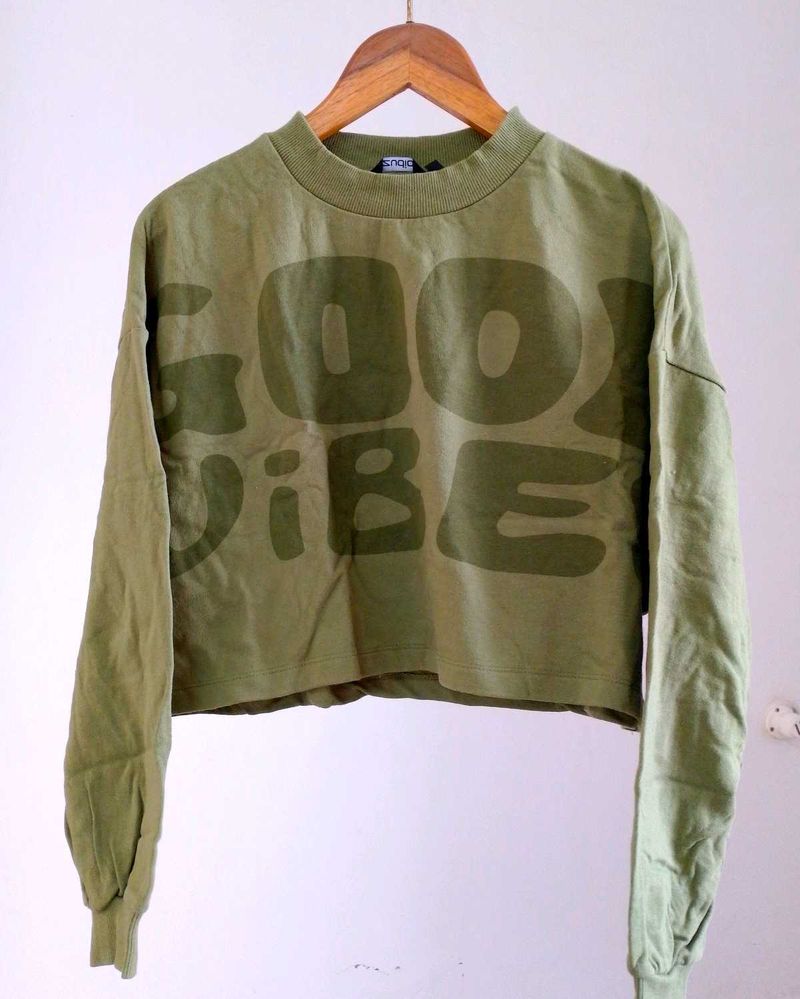 Green &#34;Good Vibes&#34; Crop Top