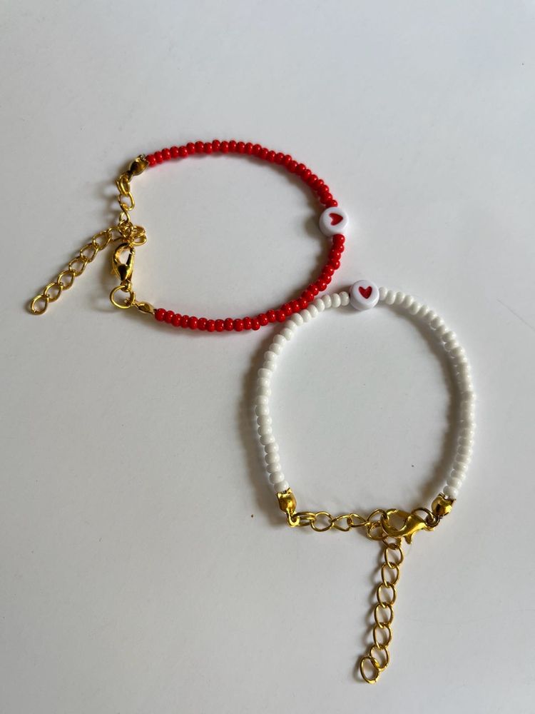 Beaded Heart Bracelets - Set of 2