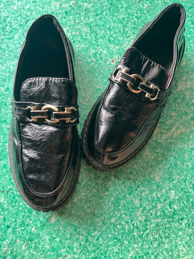 Black Chain Loafers