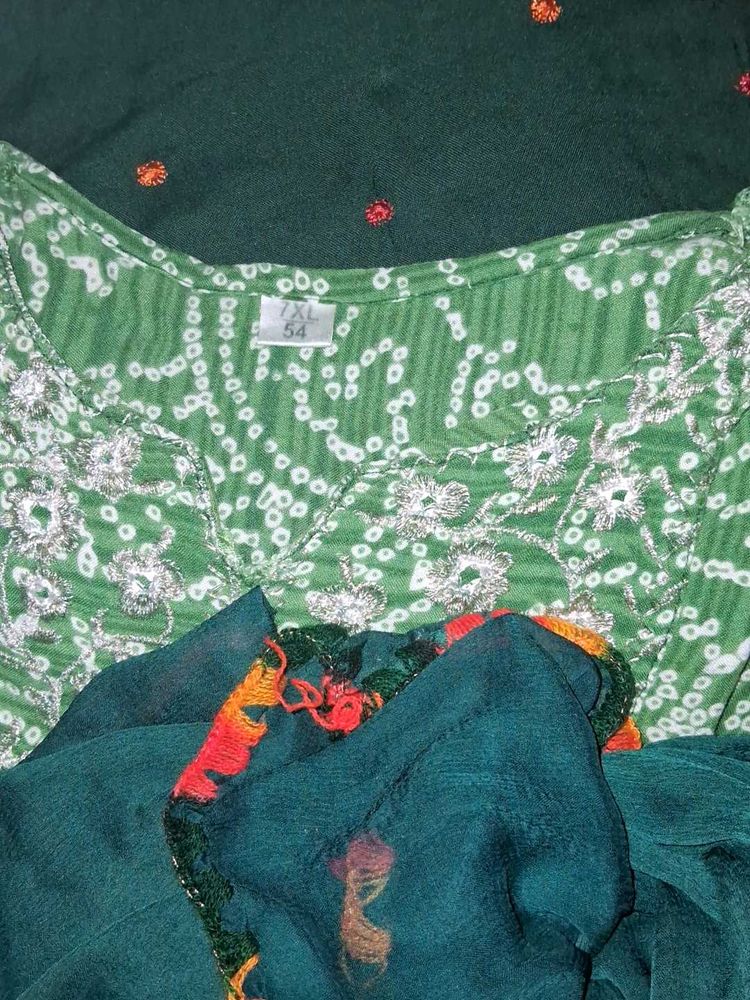 Green Embroidered Salwar Kameez Dupatta