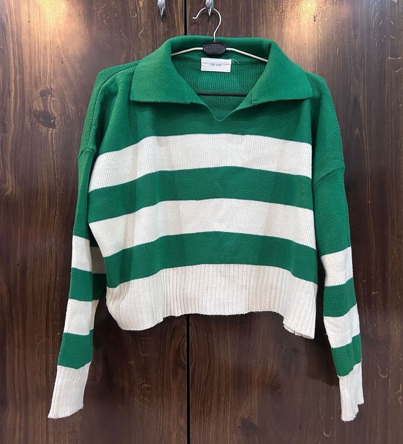 Striped Knit Cropped Sweater