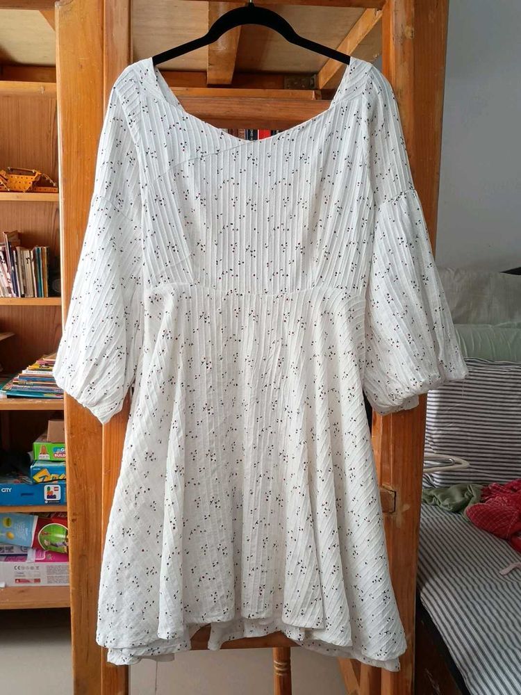 Beautiful Cotton Dress With Puff Sleeve