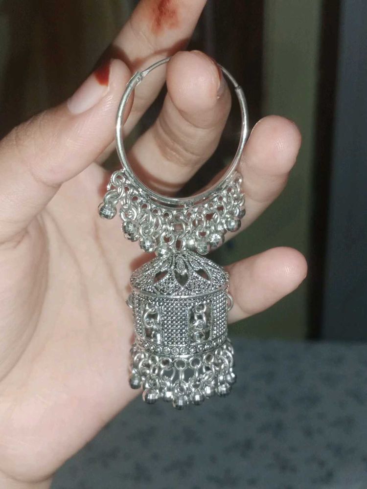 Silver Jhumka Earrings
