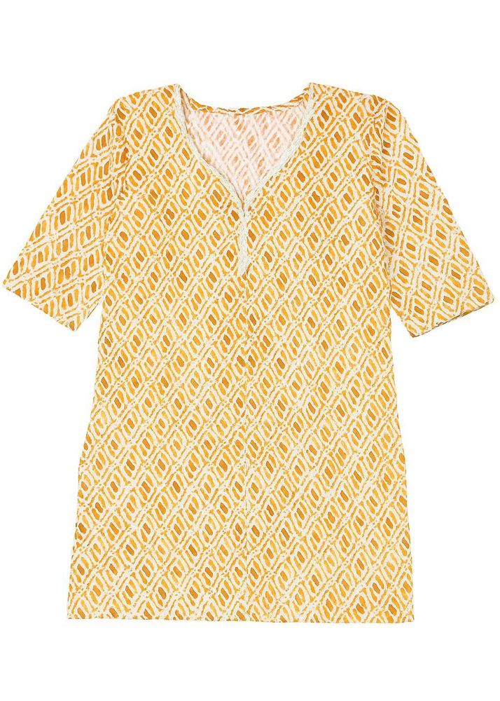 Yellow Diamond Print Tunic Dress