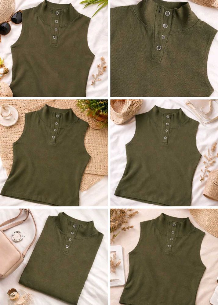 Olive Green Sleeveless Top