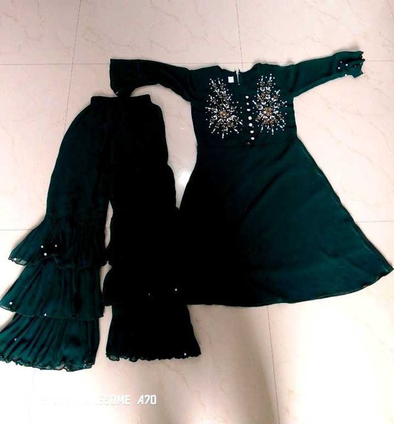 Emerald Green Embroidered Anarkali Suit