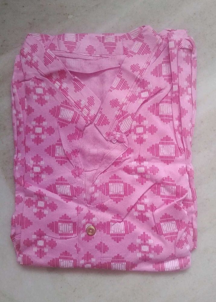 M Pink Printed Kurta