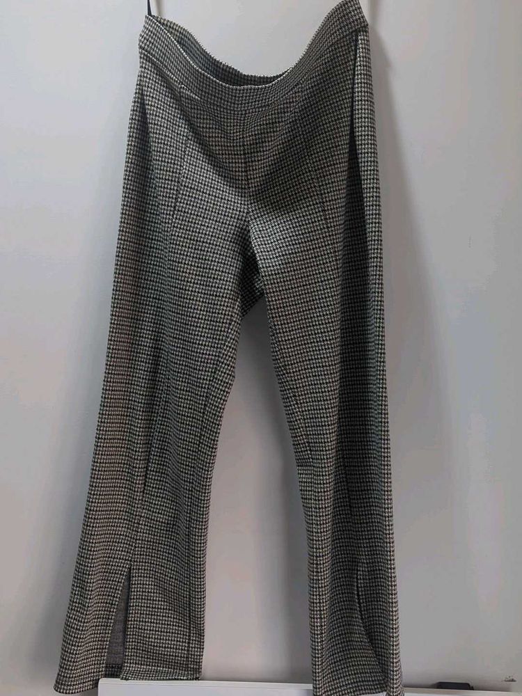 Houndstooth Split Hem Pants