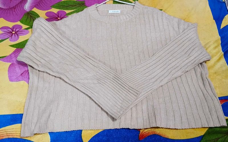 Beige Knit Long Sleeve Top