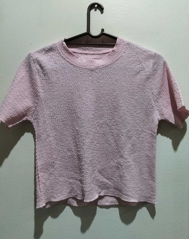 Cute Pink Textured T-Shirt
