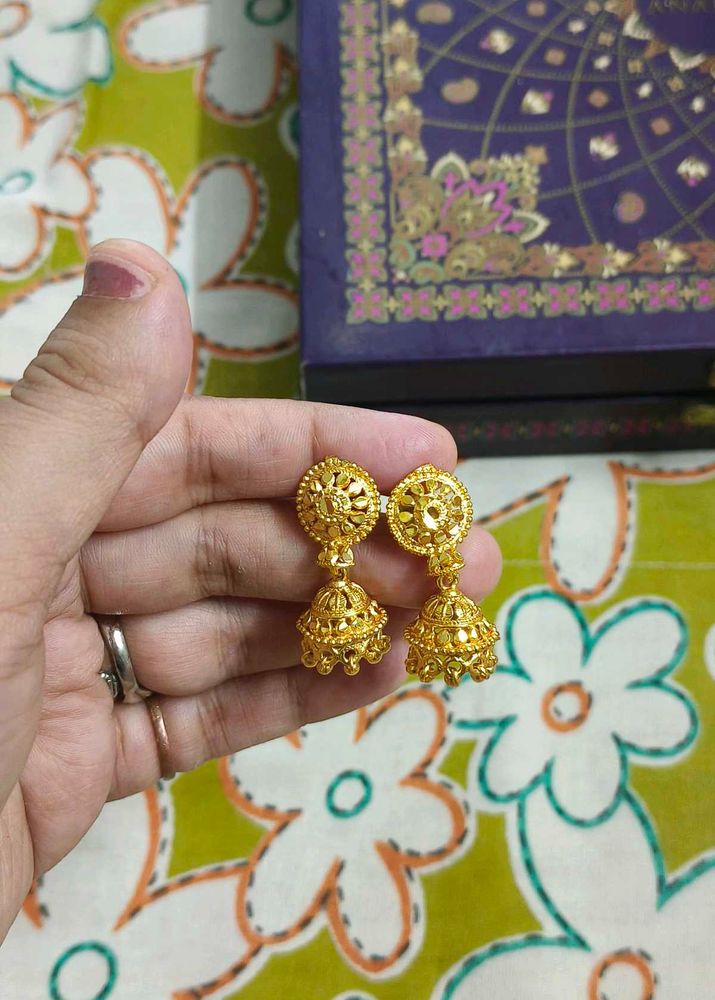 1 Gm Gold Jhumka Earrings