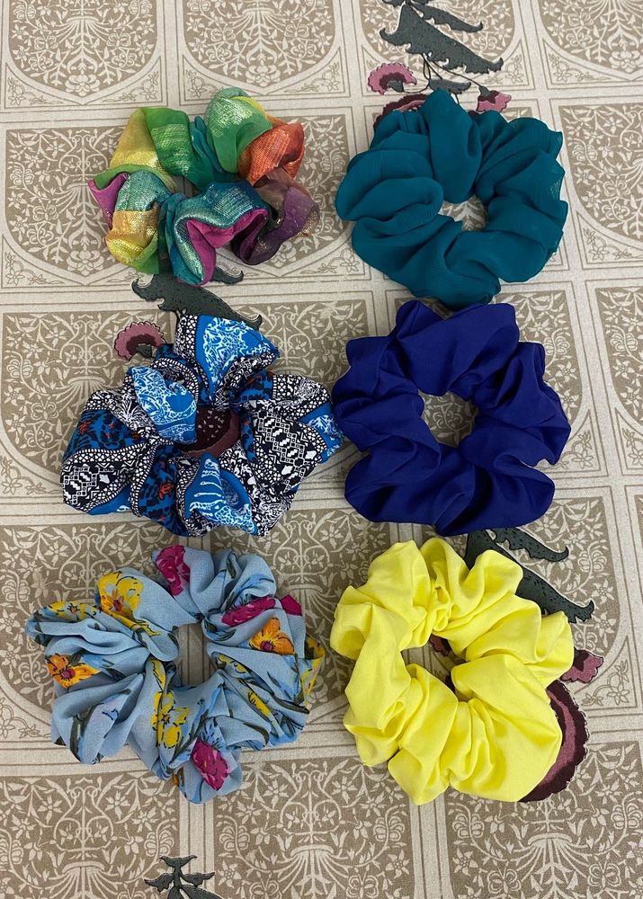 Hair Accessories ( Combo Of 6 Scrunchies)