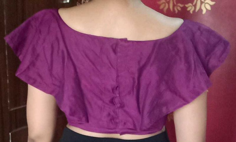 Purple Crop Top Blouse