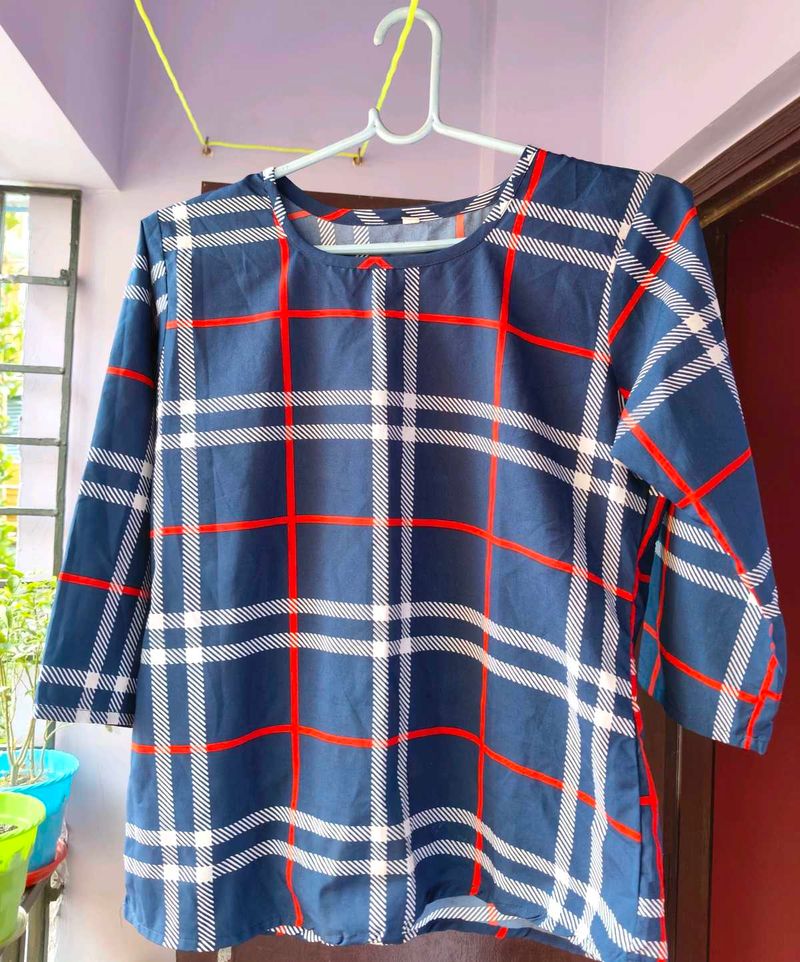 Blue Plaid Top