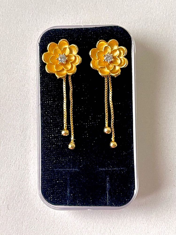 Gold Plated Two In One Earring