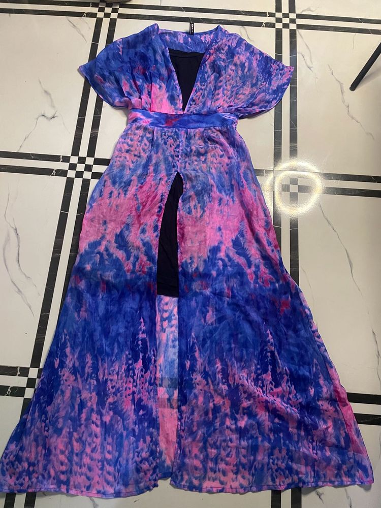 Tie-Dye Maxi Dress with Slits