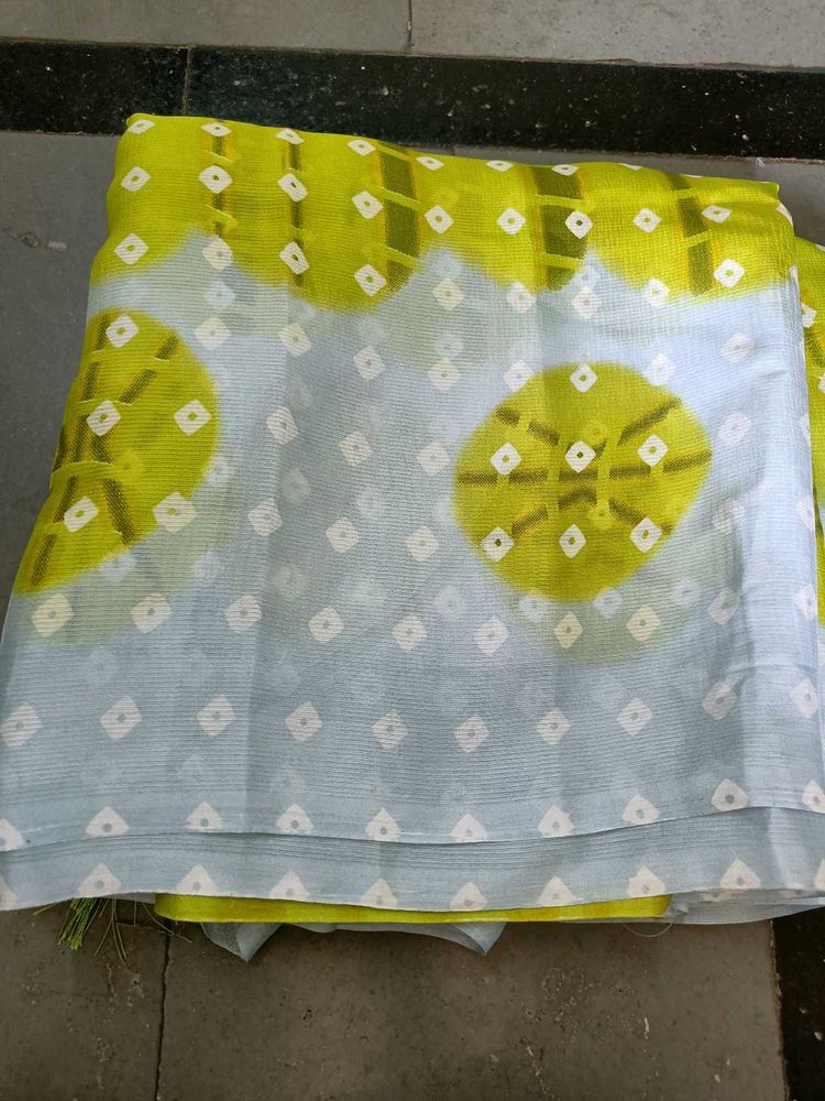 Light Blue &amp; Lime Green Saree