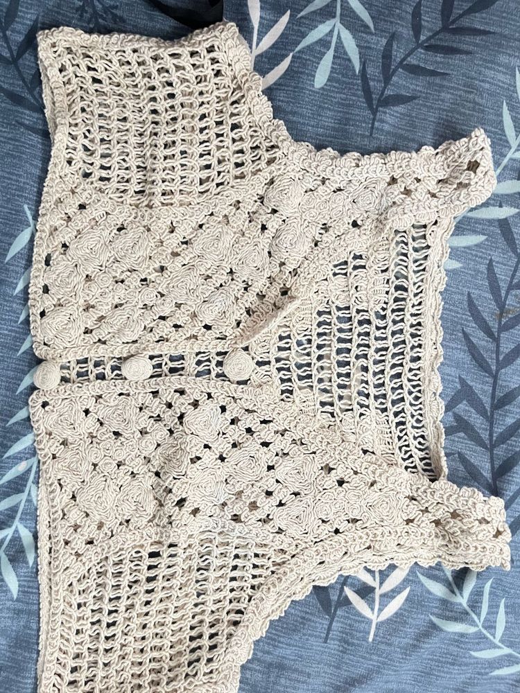 Off White Crochet Top