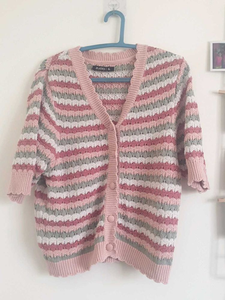 Cute Striped Knit Cardigan