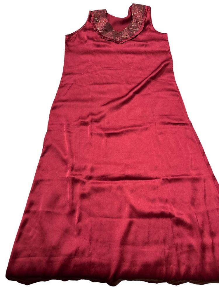 Vintage Red Satin Maxi