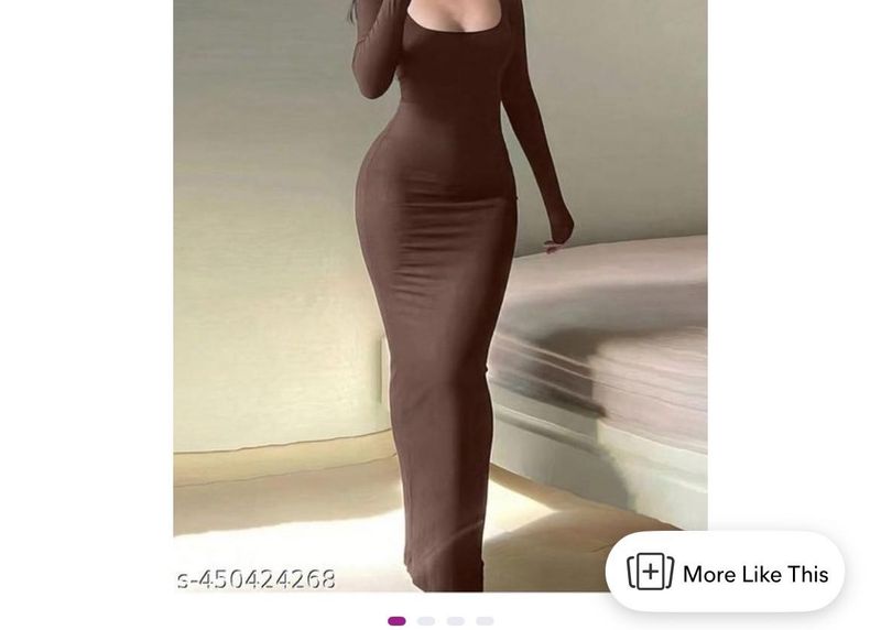 Brown Bodycon Maxi Dress – Size S (With Freebie)