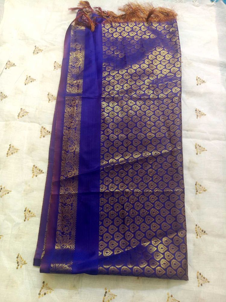 Elegant Blue Silk Honouring Shawl