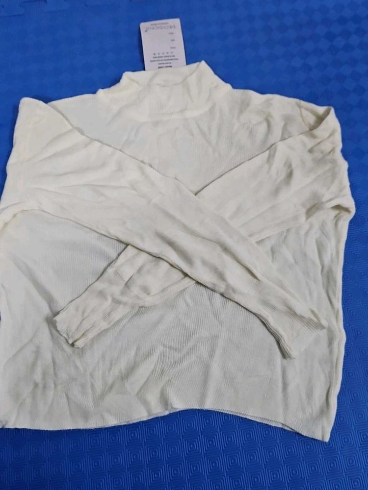 Elegant Cream Turtleneck Top