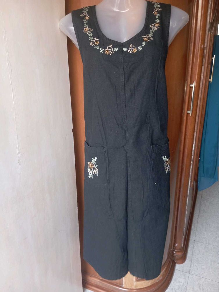 Embroidered Denim Dress