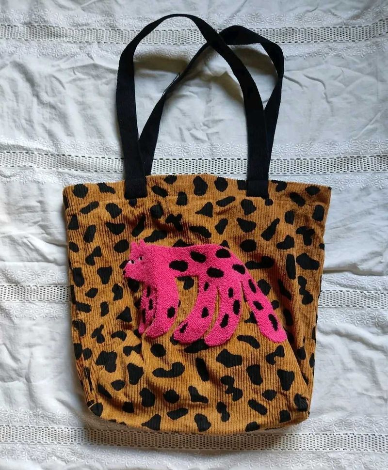 Leopard Print Corduroy Tote
