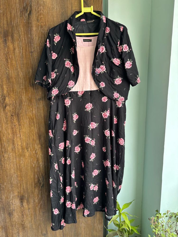 Floral Dress with Shrug
