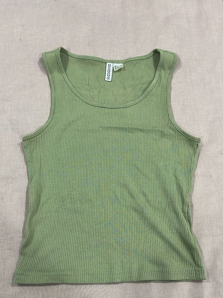H&amp;M DIVIDED Ribbed Tank Top - Light Green