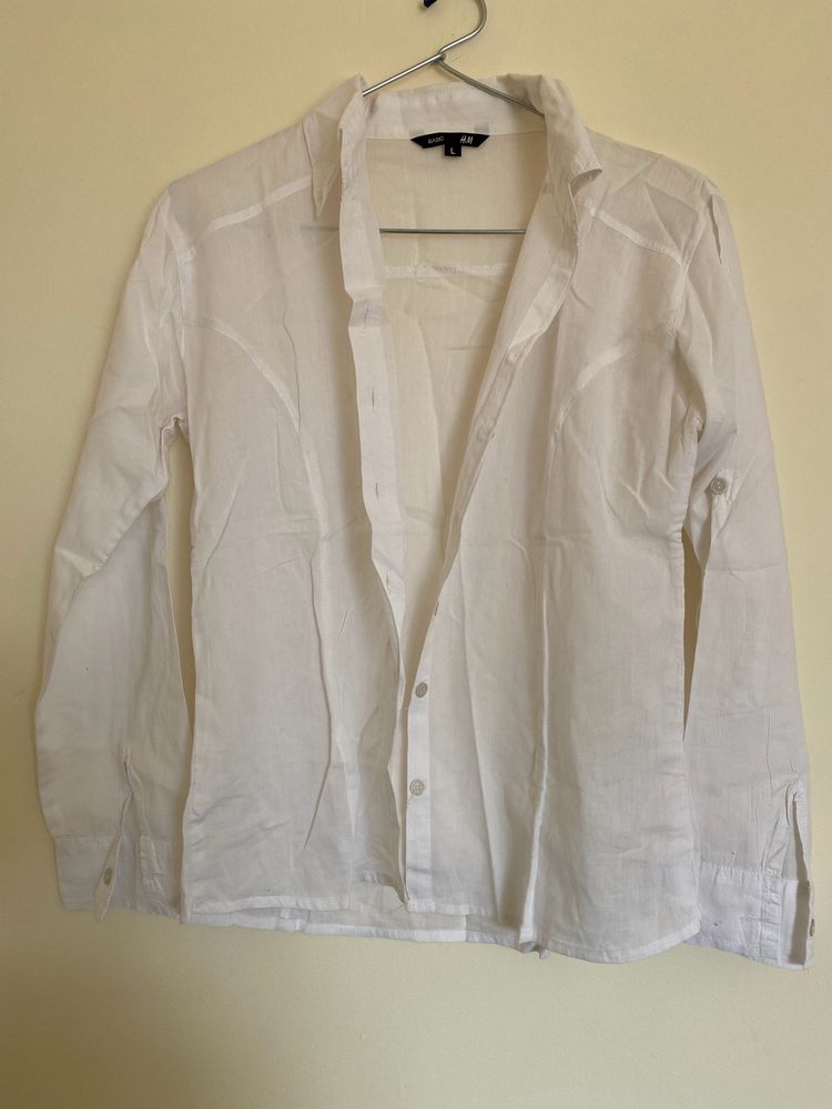H&amp;M White Transparent Shirt