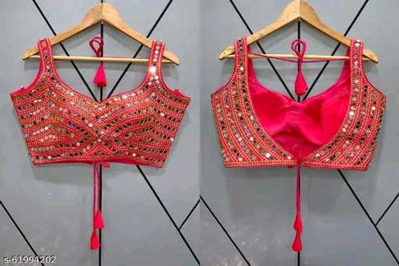 Red Mirror Work Blouse