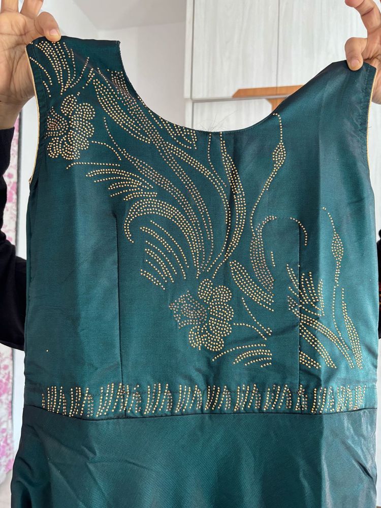 Green Embellished Ethnic Gown