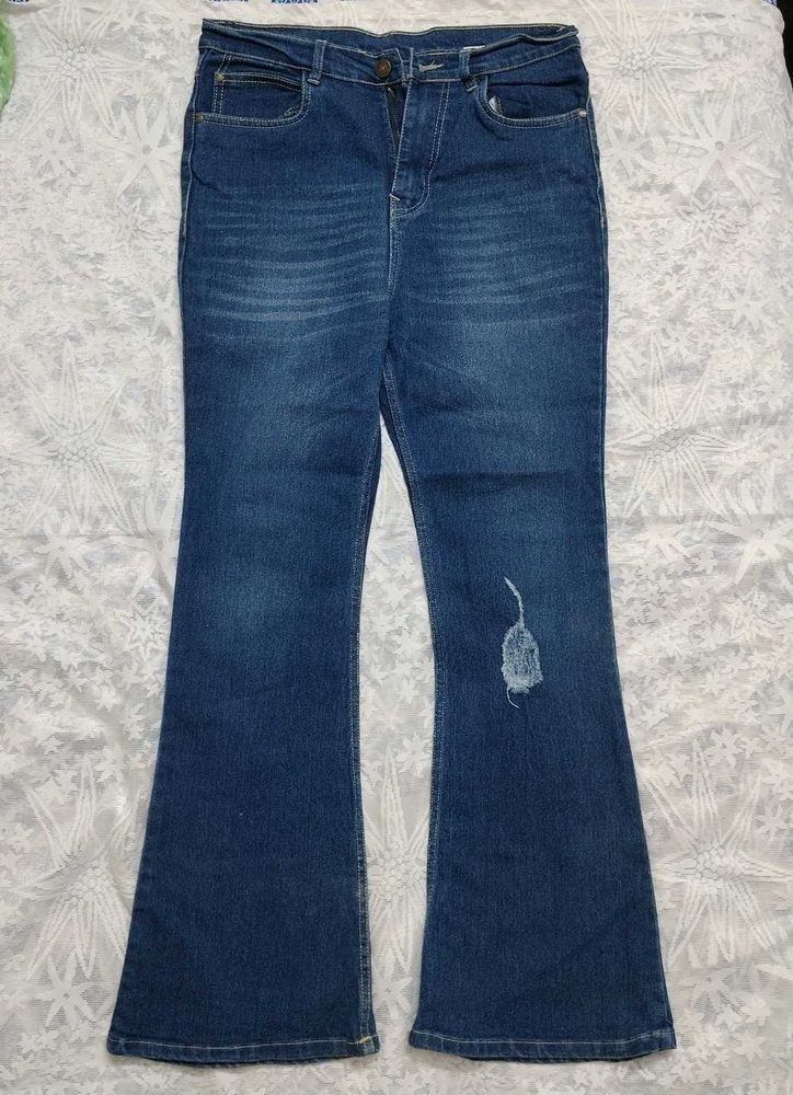 HIGH RISE BOOTCUT DARK BLUE COLOUR JEANS