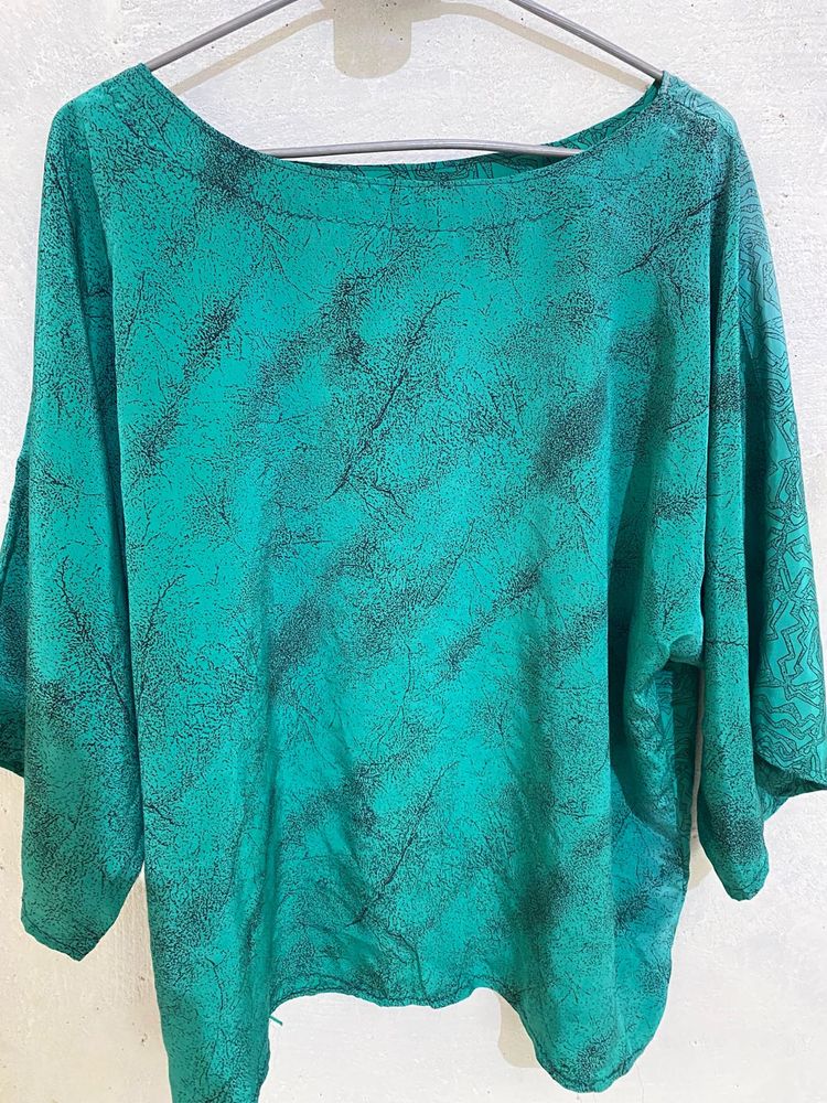 Oversizee Green Printed Top