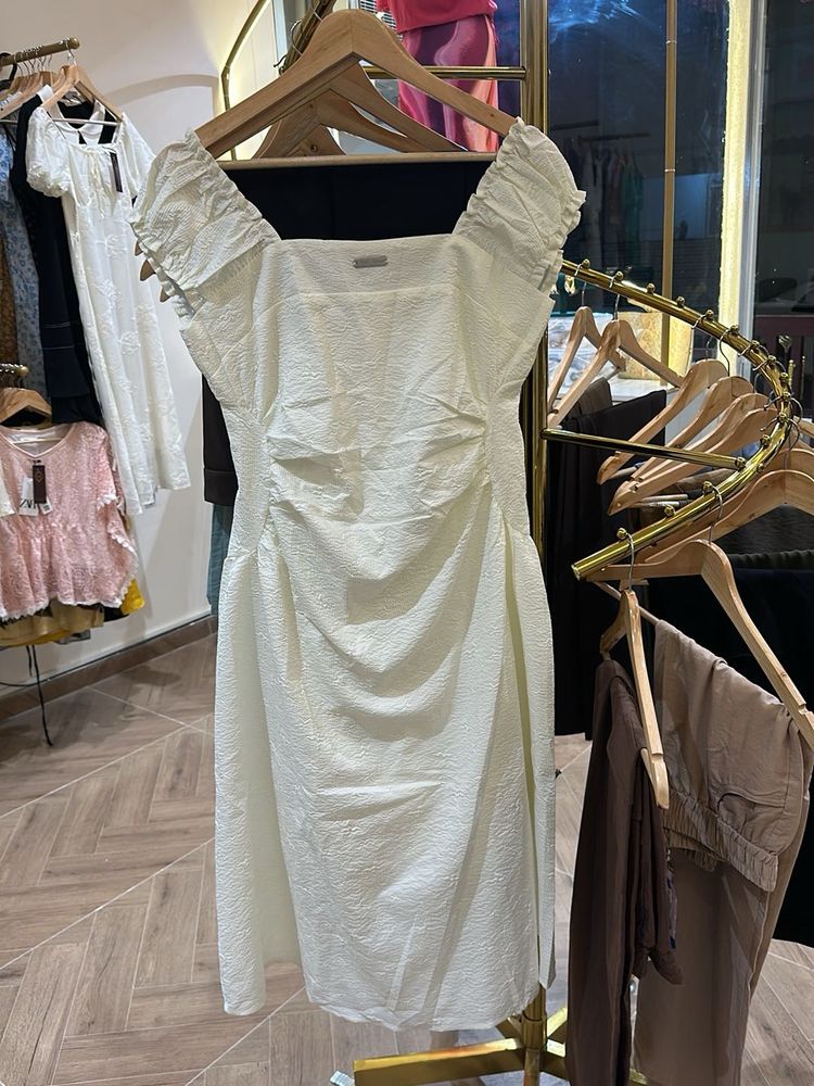 Imported White Dress Rutched Style