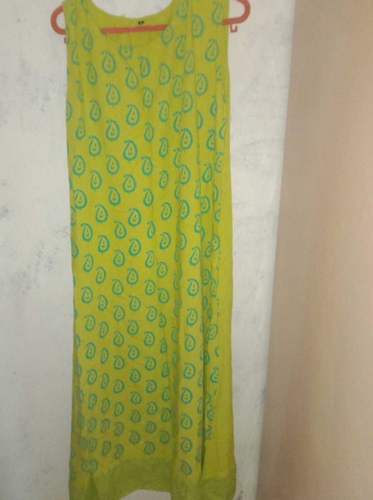 Lime Green Sleeveless Kurta