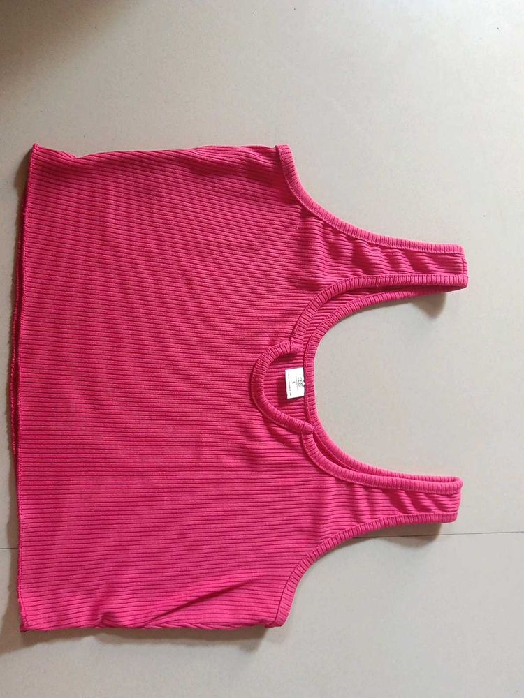 Pink Ribbed Tank Top