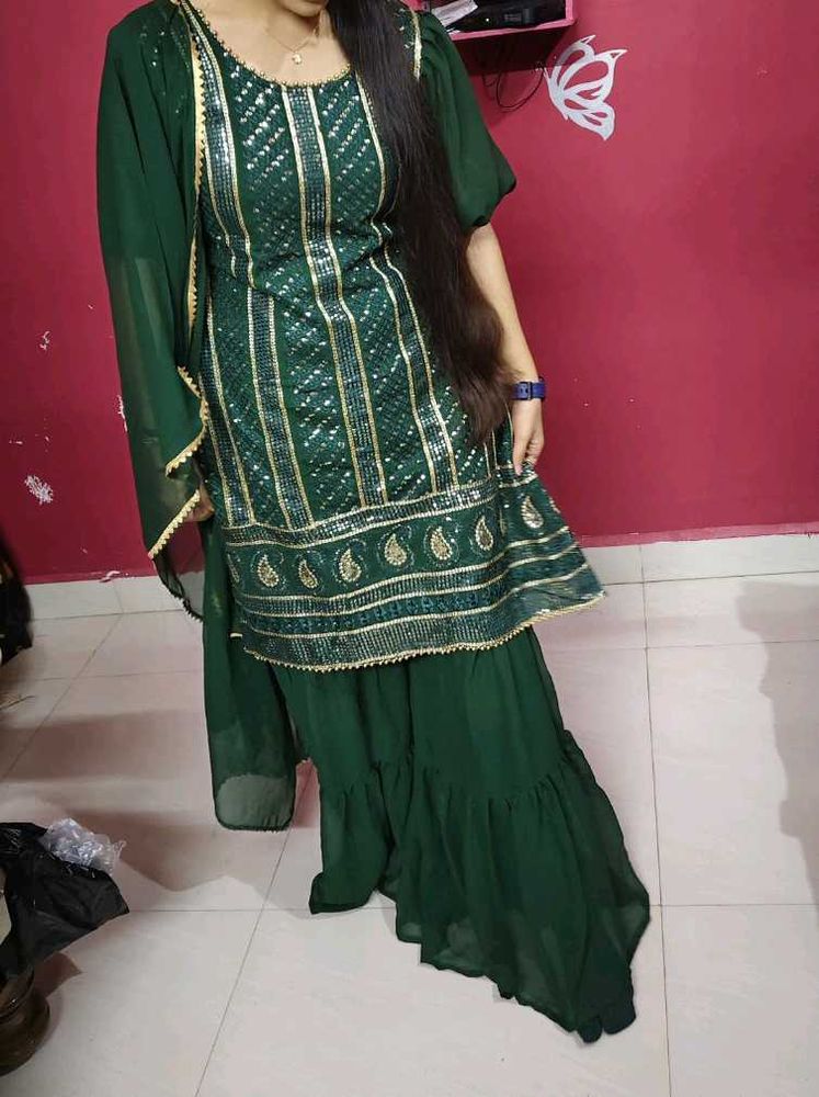 3 Pieces Green Garara Suit