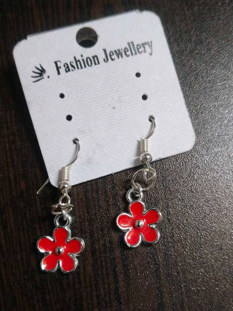 Red Flower Earrings