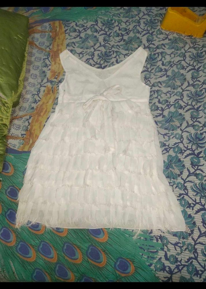 Women Frill Dress White Short