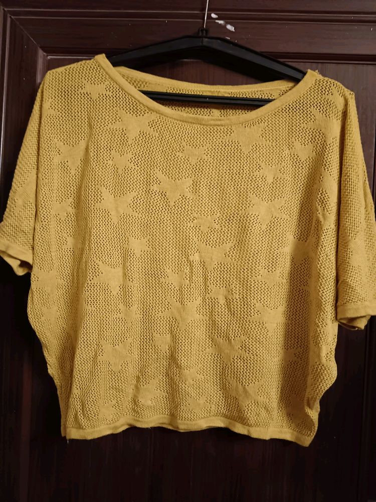 Yellow Loose Pattern Short Top