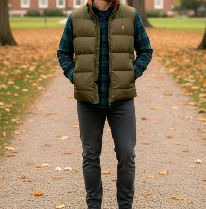 🐉 dual Olive &amp; tangerine Puffer Vest