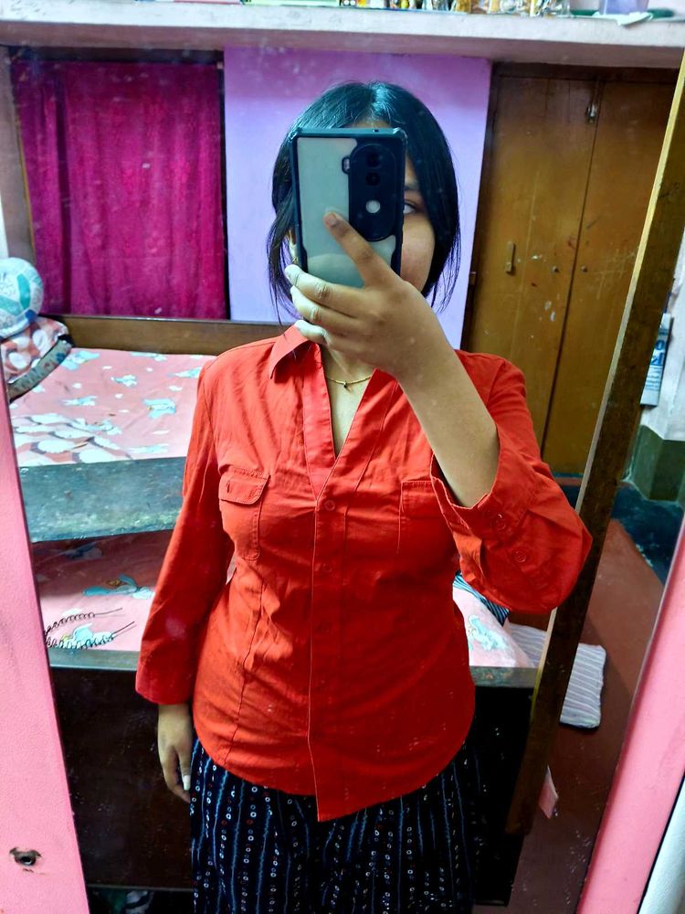 Imported Red Button Down Shirt