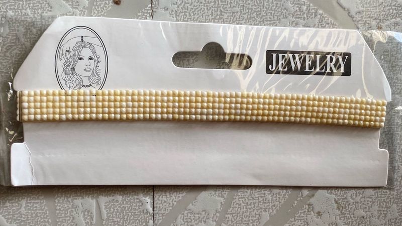 Cream Rhinestone Mesh Choker